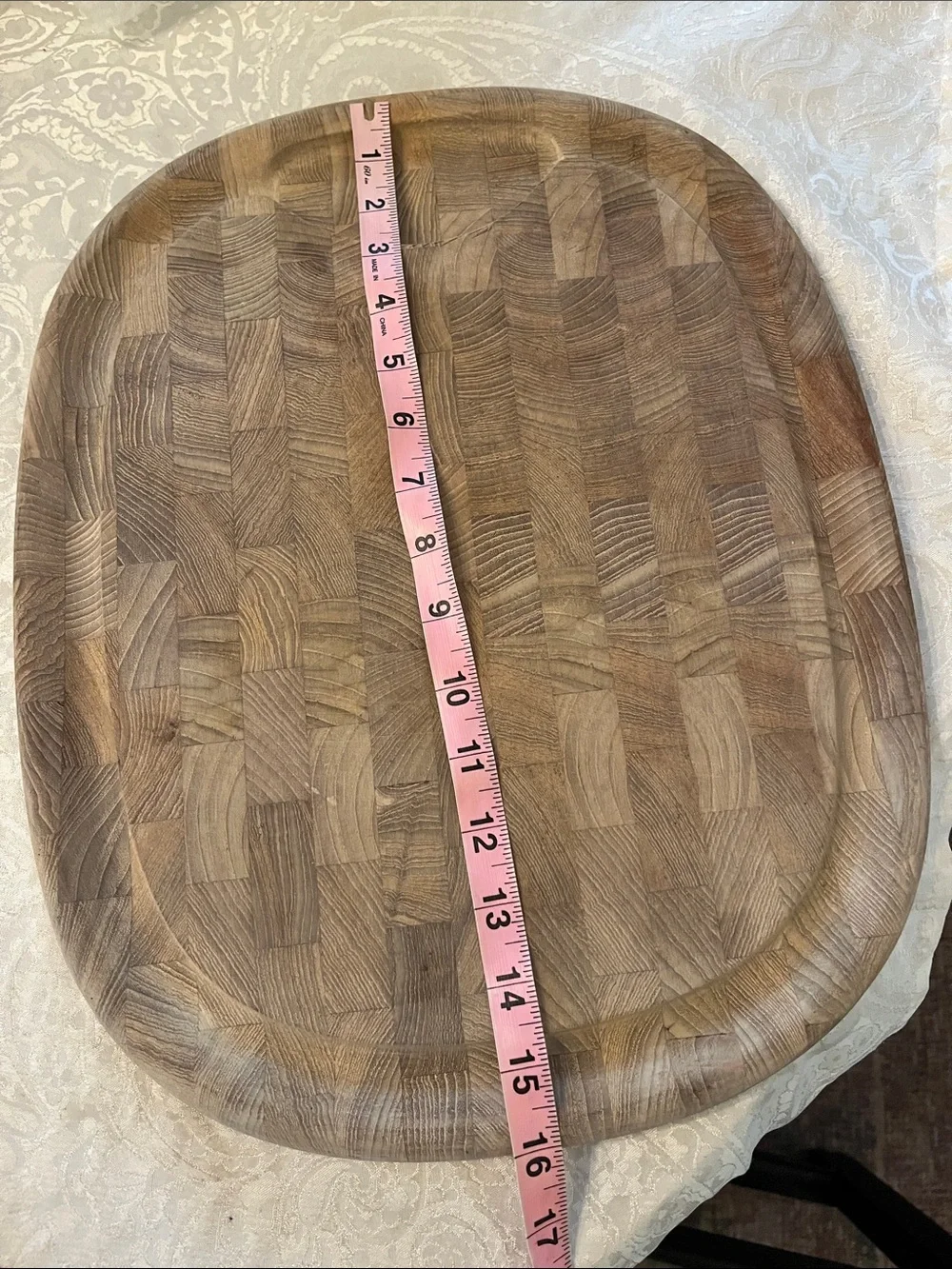 Dansk Wooden End-Grain Serving Board - Brown Tones Vintage Cutting Board